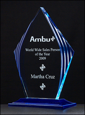 Flame Series Blue or Red Acrylic Engraved Award