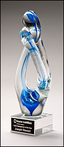 Personalized Contempory Art Glass Sculpture Engravable Award