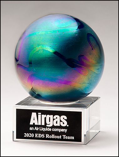 Metallic Prism-Effect Engravable Personalized Art Glass Award