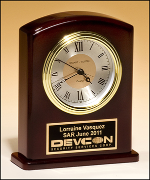 BC970 Personalized Rosewood Finish Clock with 3 Hand Movement