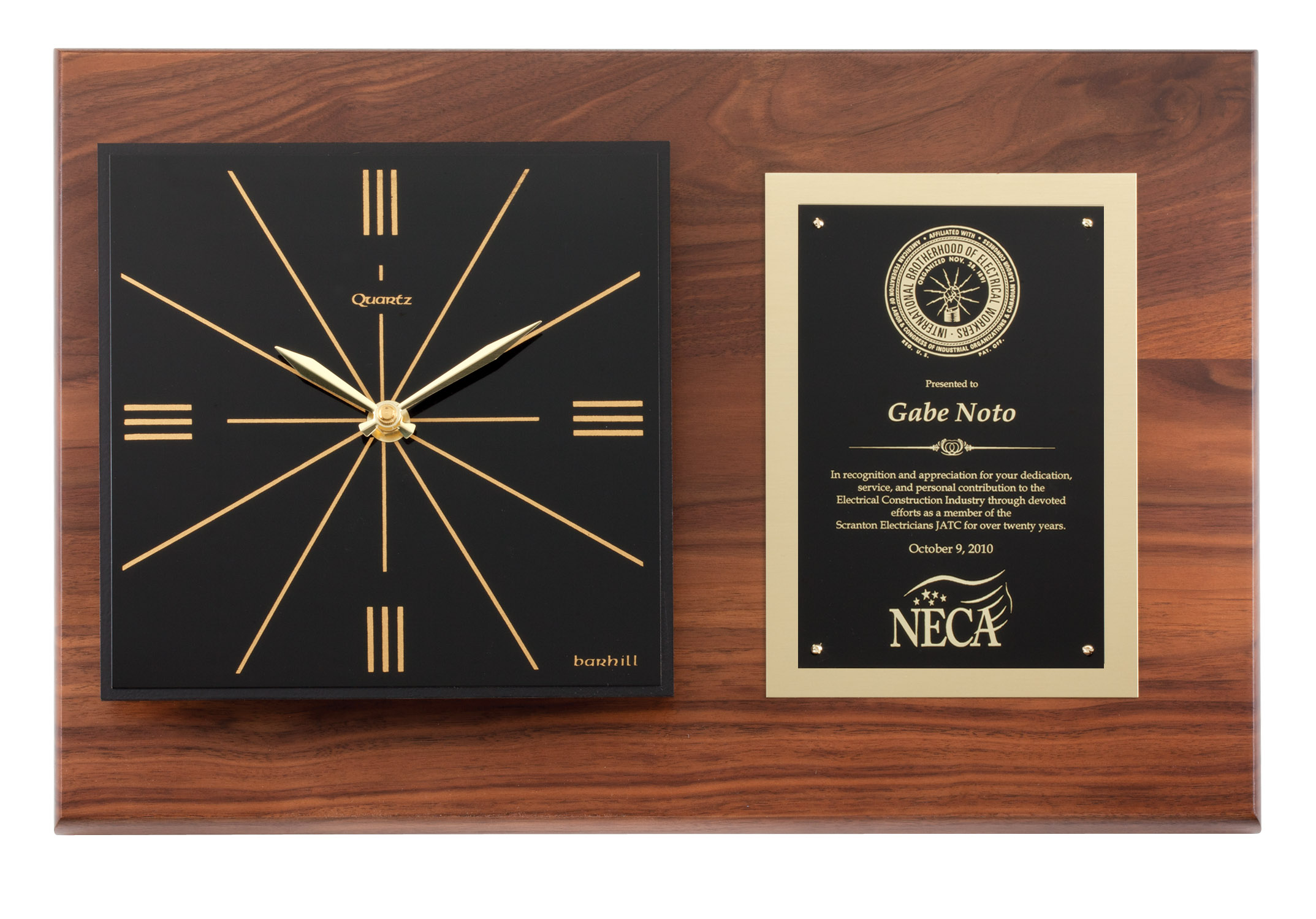 Personalized Solid Walnut Wall Clock