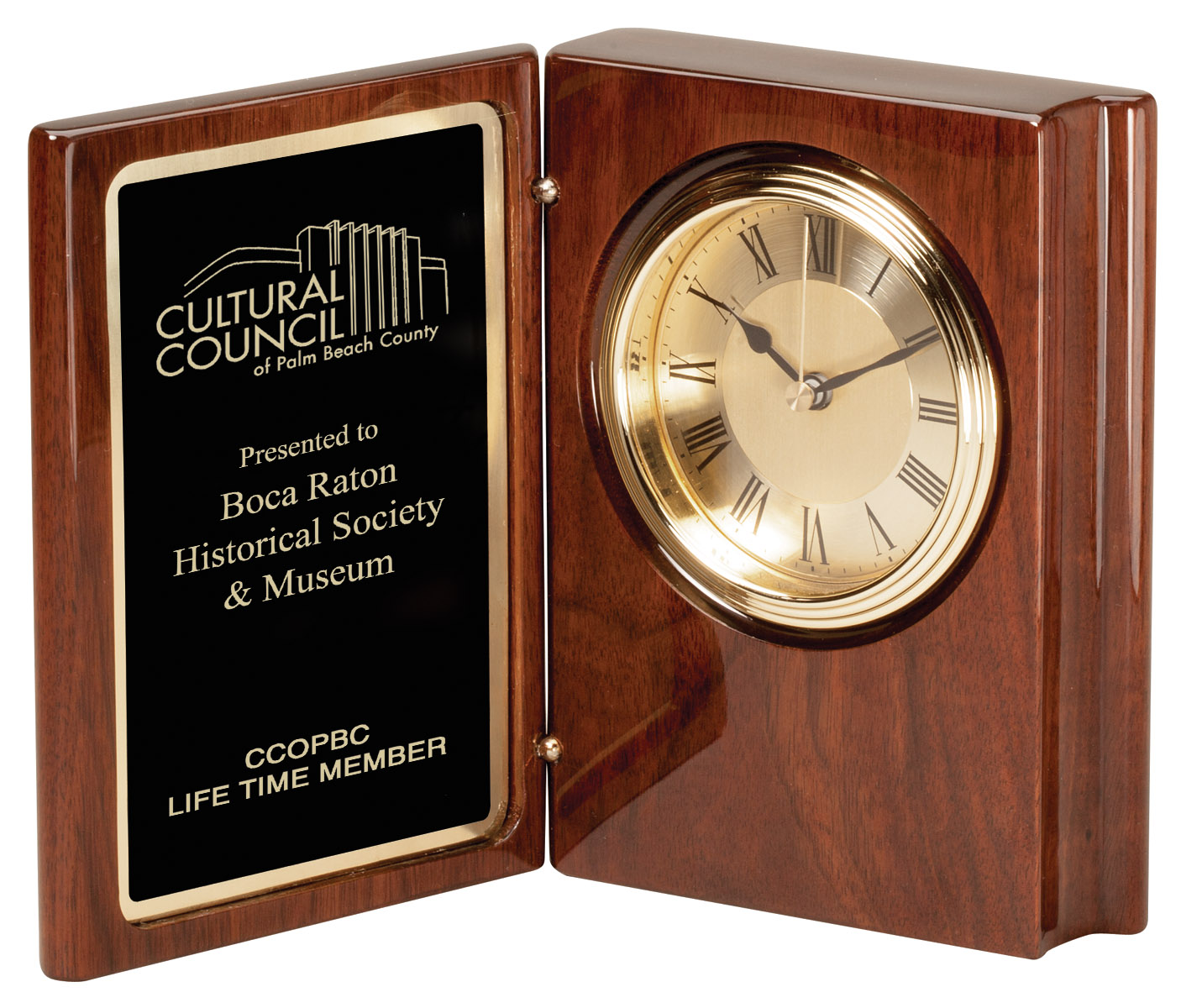 Barhill Personalized Walnut Piano finish desk clock
