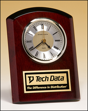 BC937 Personalized Rosewood Finish Desk Clock 3 Hand Movement