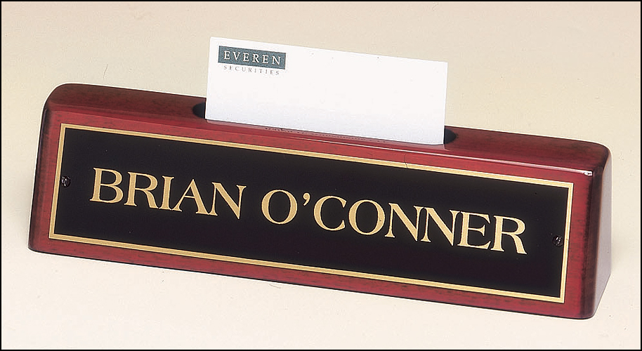 Nameplate with business card holder