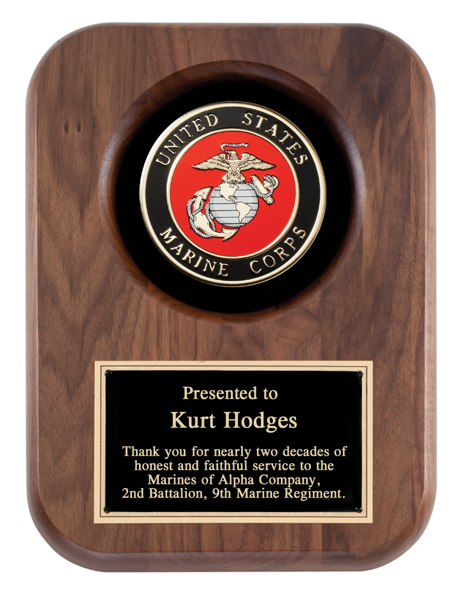 Engravable personalized US Marine Corps Recognition Wall Plaque With Insignia