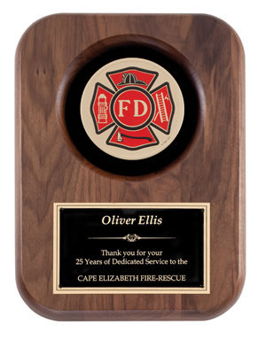 AT6 Engravable Fire Department Recognition Plaque with Insignia