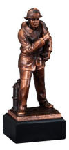 Engravable Resin Fireman Statue Trophy on Base