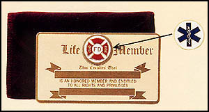 Fire EMS Police Engravable Brass Life Membership Card