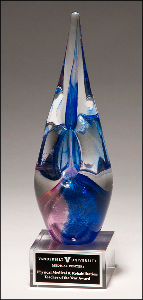 Personalized Blue and Violet Art Glass Award