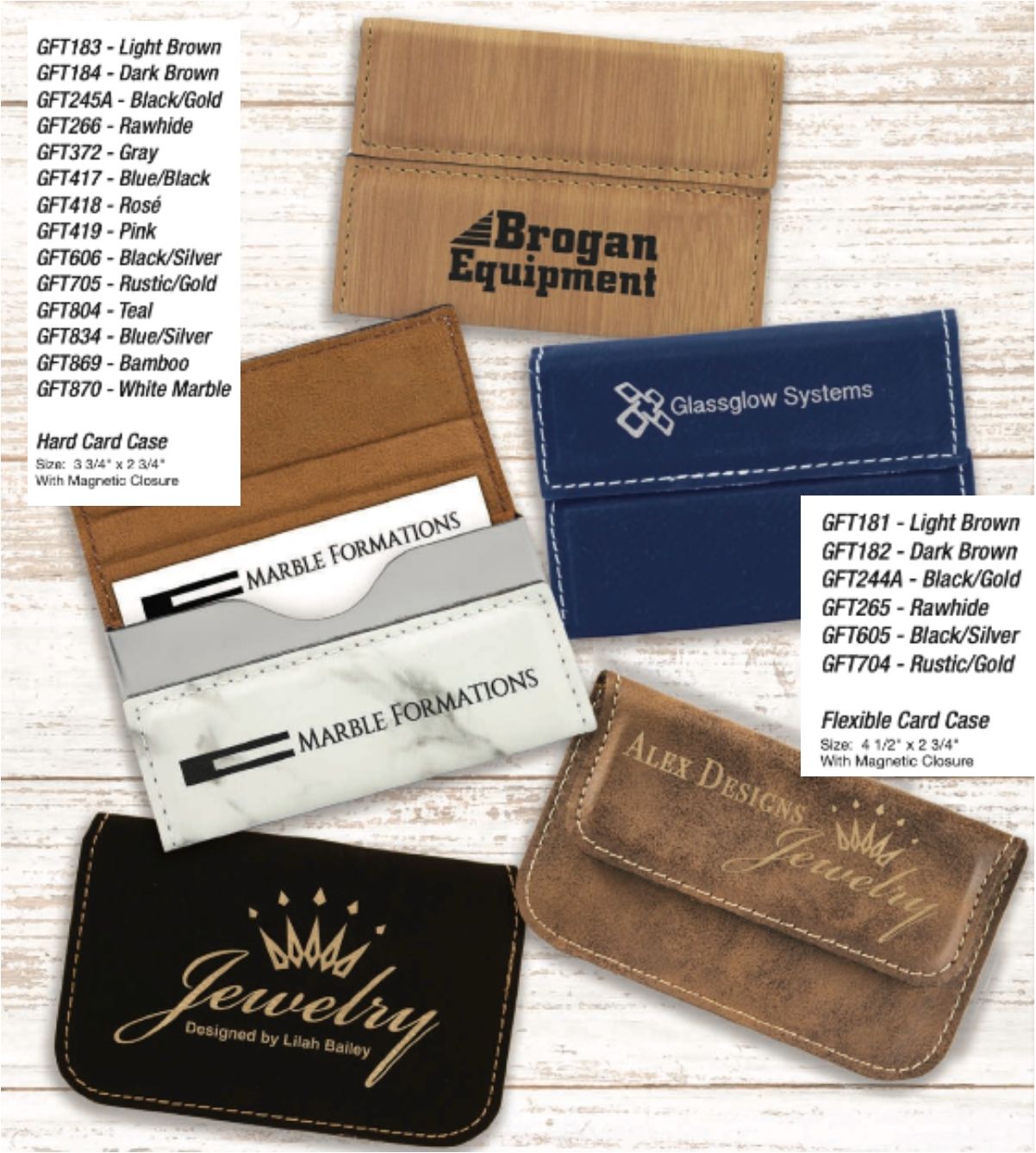 Engraved Personalized LEatherette Card Cases