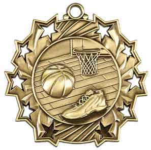 Basketball Ten Star Engraved Medal