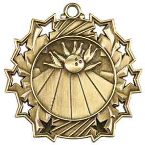 Bowling Ten Star Engraved Medal