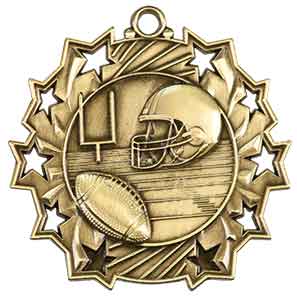 Football Ten Star Engraved Medal