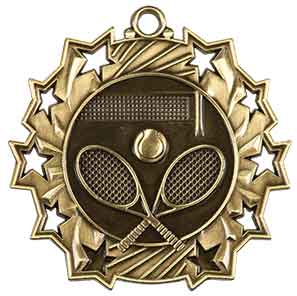 Tennis Ten Star Engraved Medal
