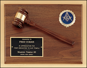 Engravable Walnut Gavel Plaque with Gavel and Logo