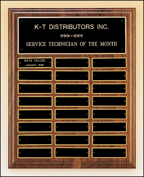 Walnut perpetual plaque with12 or 24 plates