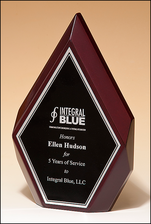 Engravable personalized Rosewood Finish Diamond Shaped Engraved Wall Plaque Award