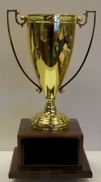 Large Metal Cup on Walnut Base